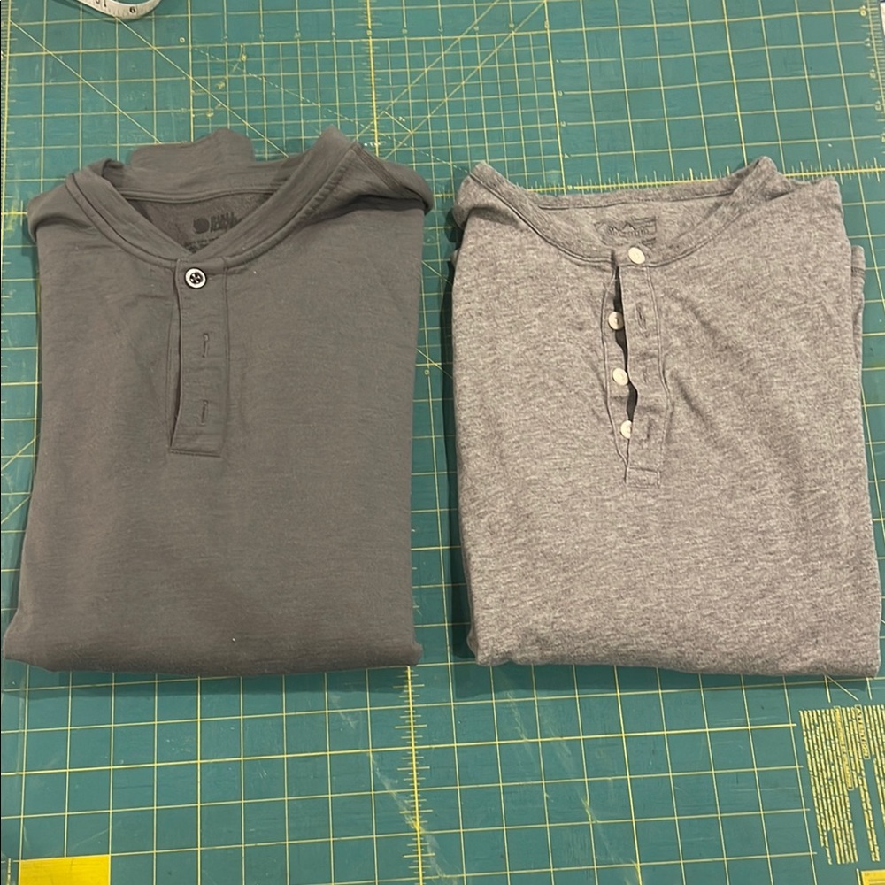 Fjallraven & Patagonia (wool & cotton) Gray Henley Shirts Set
